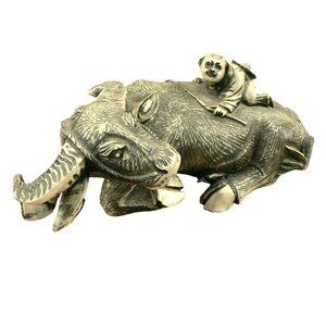 Asian style Ox Sculpture with figurine etched resin